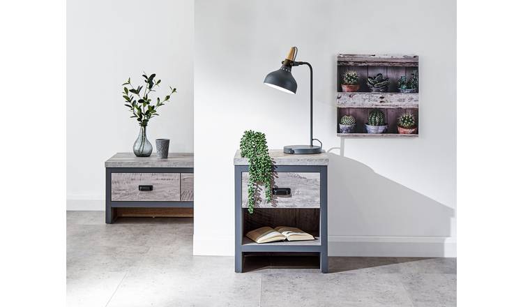 GFW Boston 1 Drawer Side Table - Grey