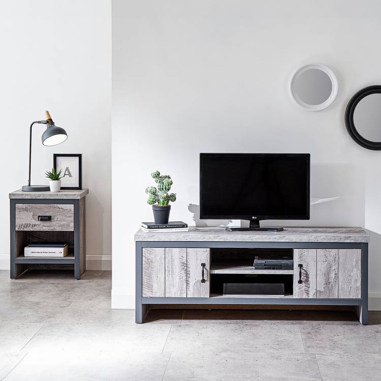 GFW Boston 2 Door TV Unit - Grey 0