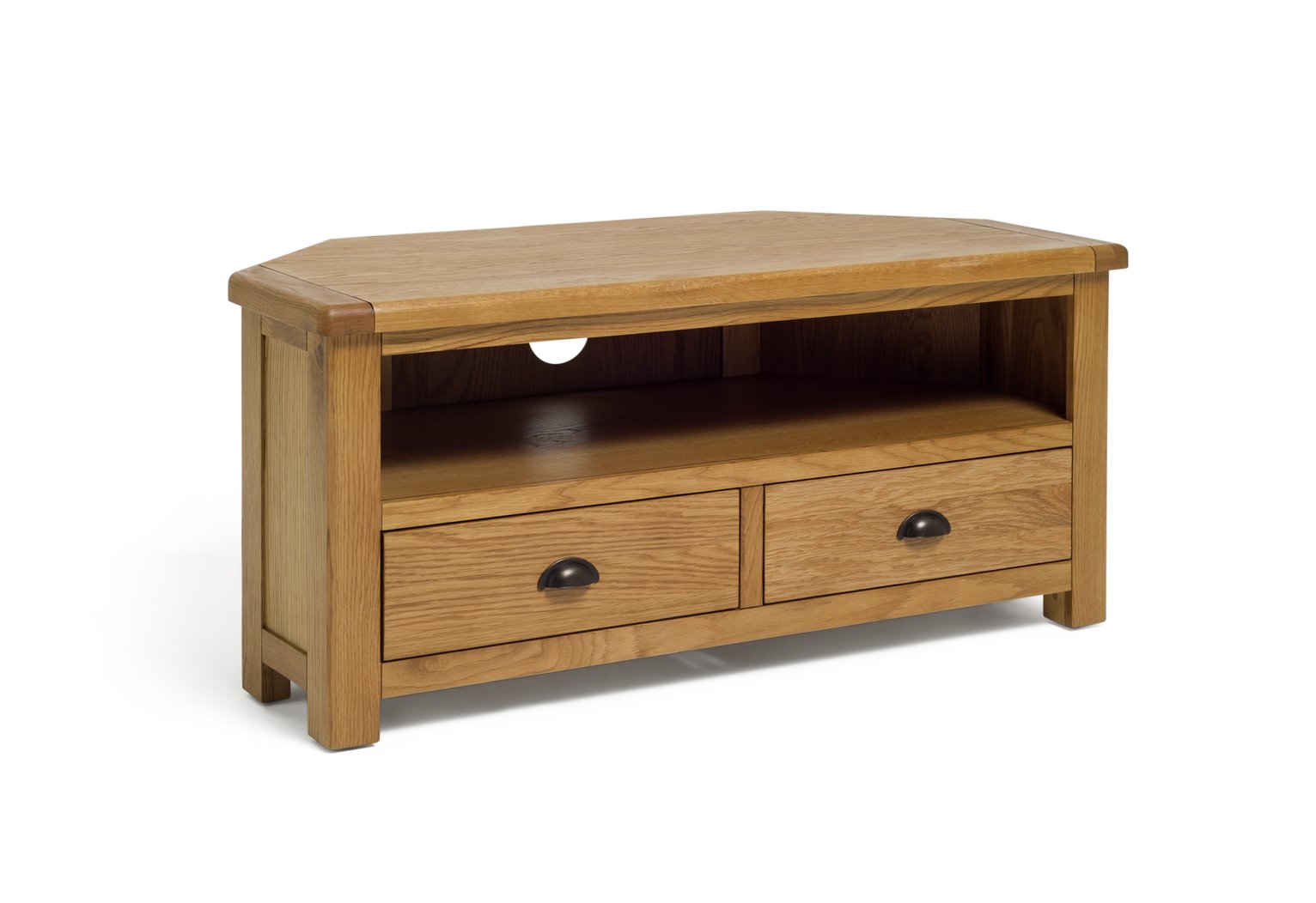 Argos Home Kent 2 Drawer Oak & Oak Veneer Corner TV Unit