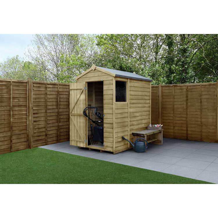 Forest Wooden Overlap 1 Clear Window Apex Shed 6 x 4ft 0
