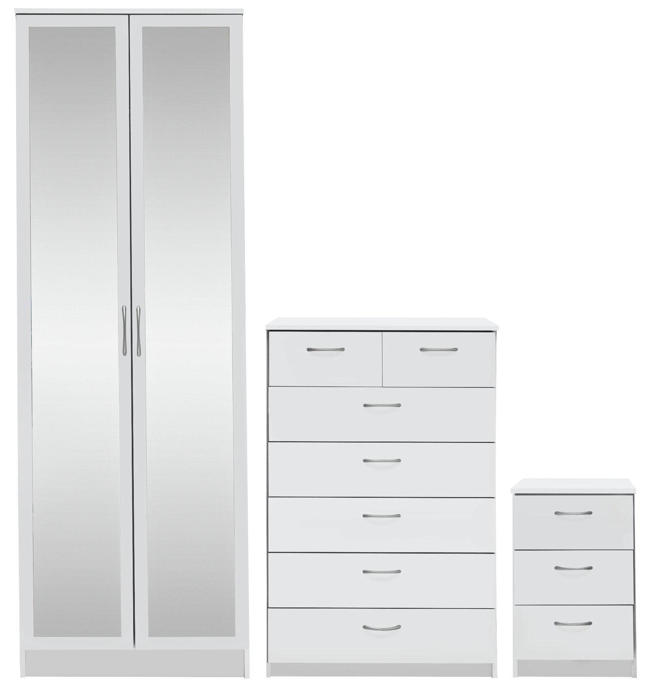 Argos Home Cheval 3 Piece 2 Door Mirror Wardrobe Set - White