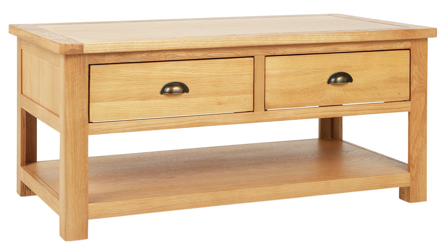 Habitat Kent 2 Drawer Oak & Oak Veneer Coffee Table Oak