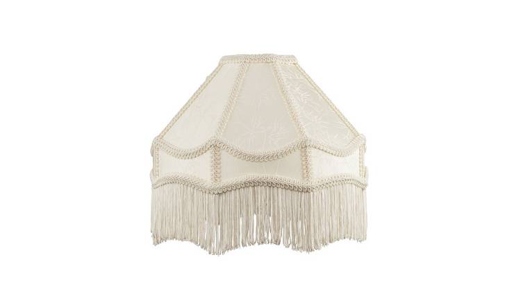 Happy Homewares White Sleek Satin Victorian with Floral Leaf Lampshade - 30cm