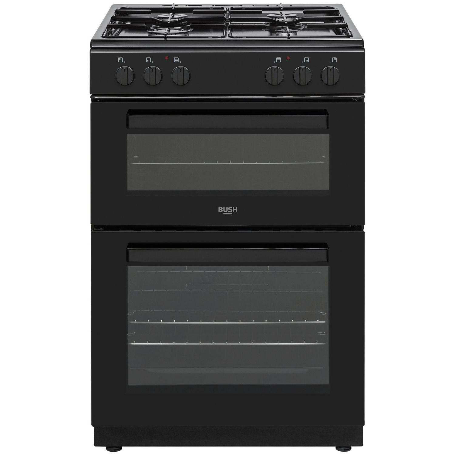 Bush Double Oven Dual Fuel Cooker Black 60cm