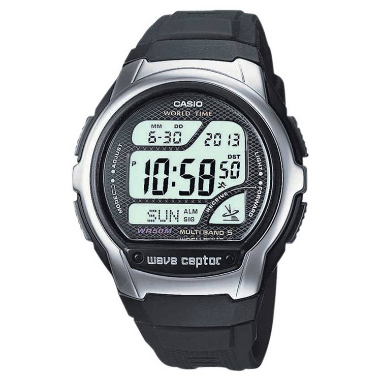 Casio Wave Ceptor LCD Digital Black Resin Strap Watch 0