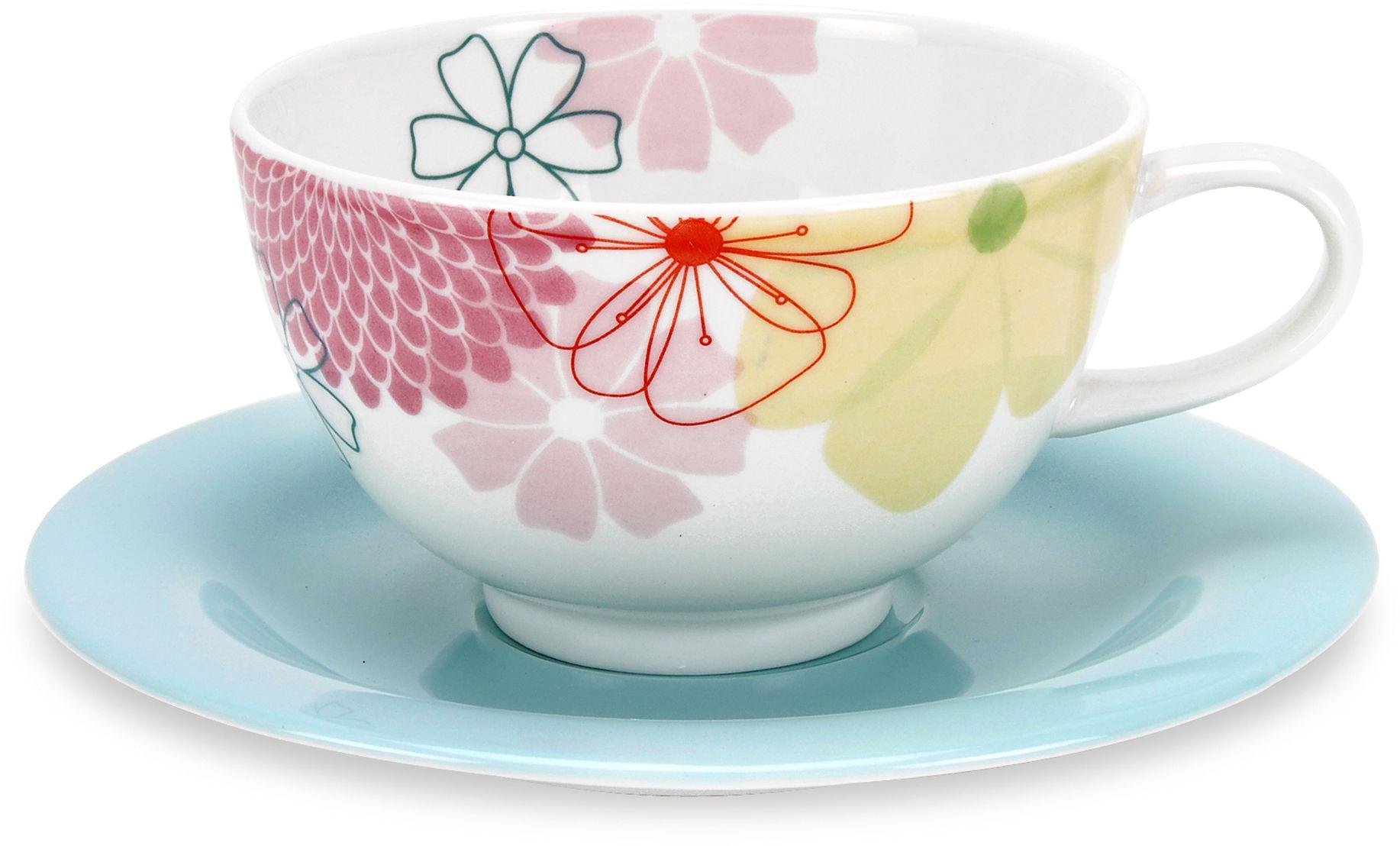 Portmeirion Crazy Daisy Set of 4 Breakfast Cups and Saucers