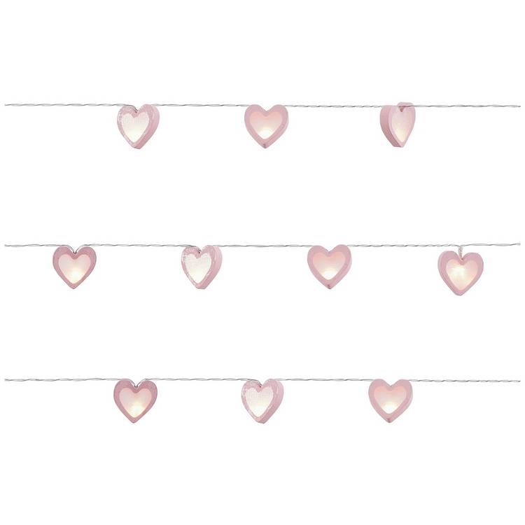 Glow Heart Wooden Love LED String Lights - Pink 0