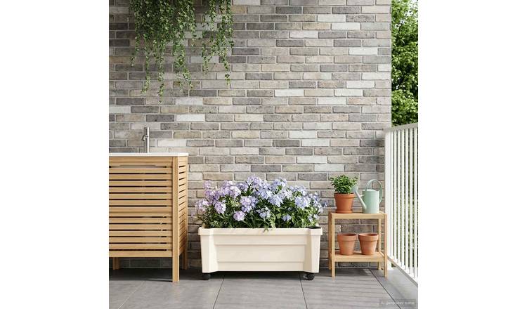 Walplus Calypso Polypropylene Garden Planter - White - 79 x 35 x 33 cm