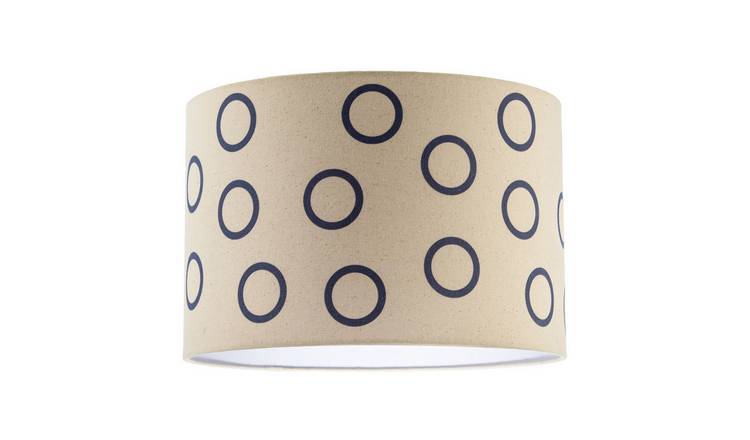 Happy Homewares Midnight Navy Blue Open Circle Pattern Linen Lampshade - 30cm