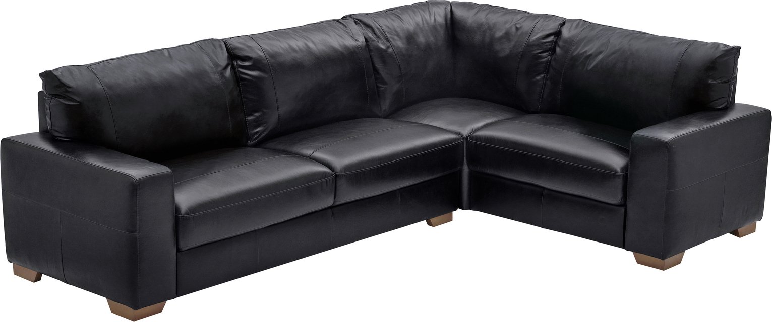 Argos Home Eton Right Corner Leather Sofa - Black
