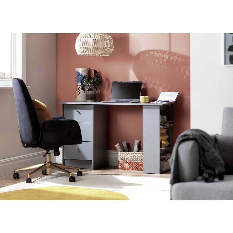 Argos Home Malibu 3 Drawer Office Desk - Black 0