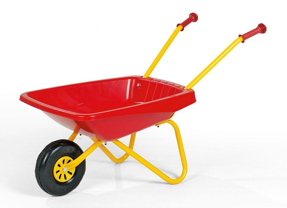 Metal and Plastic Wheelbarrow Toy - Red and Yellow