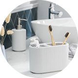 Home white ribbed toothbrush tidy. 