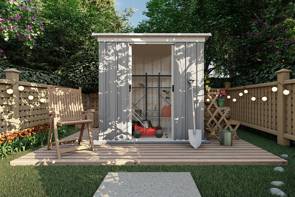YardMaster Tall Metal Pent Garden Shed - 6 x 4ft.