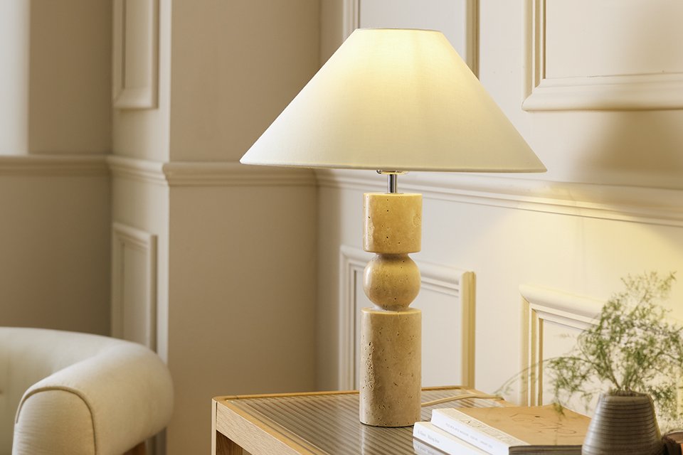 Habitat Travertine Table Lamp - Natural.