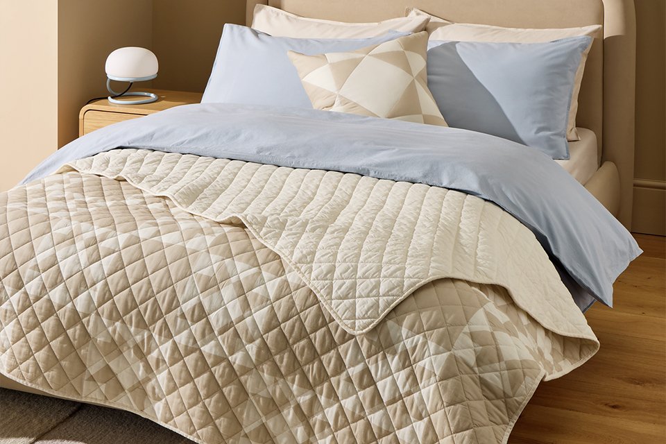 Habitat Quilted Motif Neutral bedspread.
