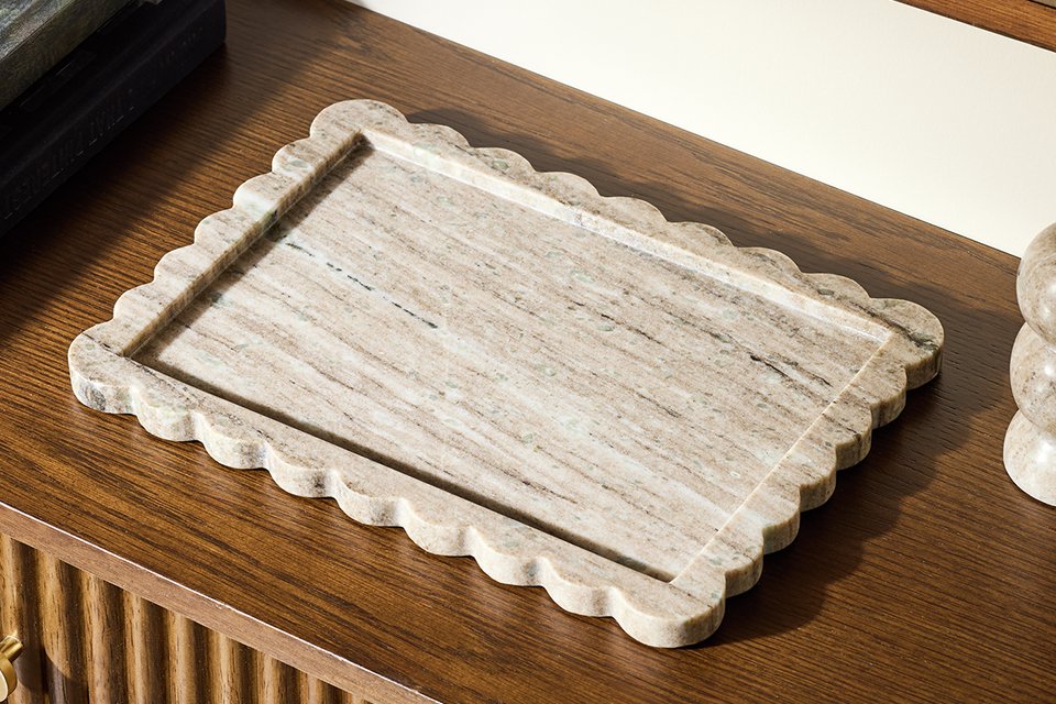 Habitat Scallop Marble Edge Tray.