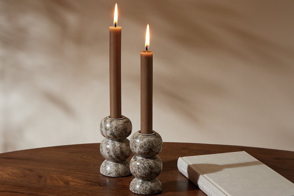 Habitat Marble Candle Holders - Set of 2.