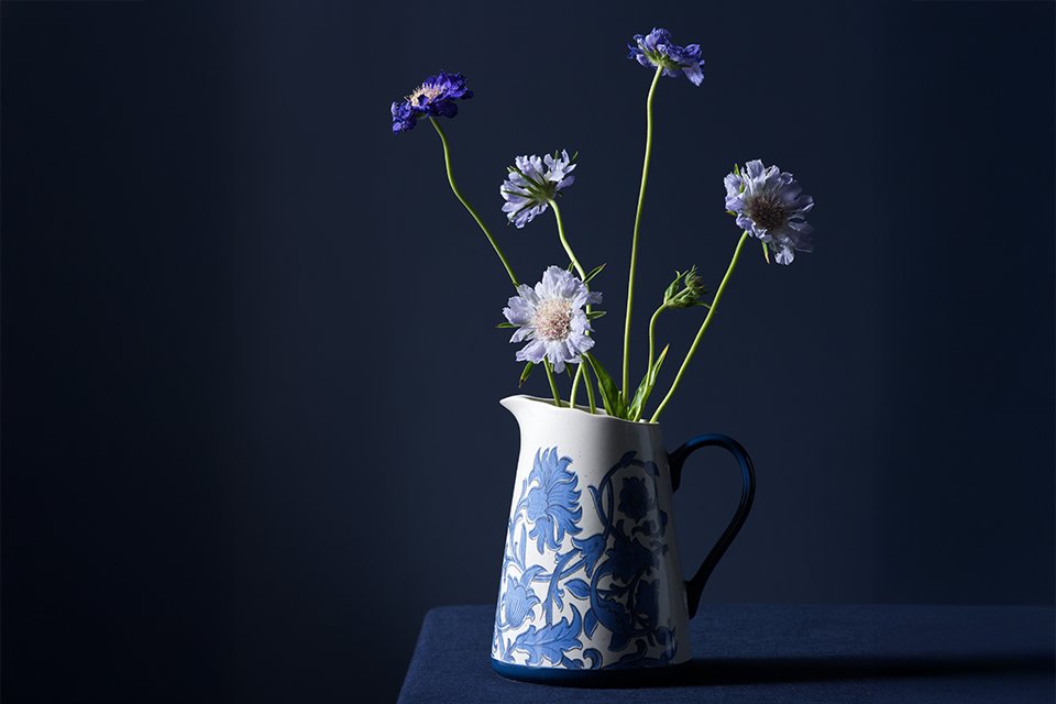 Morris and co. inky fingers jug in large with flowers in jug.