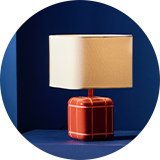 Habitat Metro Small Table Lamp in rust colour.