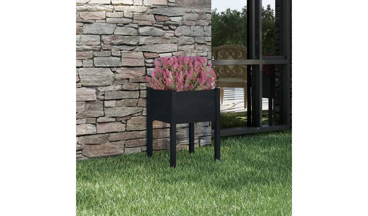 Walplus Wood Garden Planter - Black - 50 x 50 x 70 cm