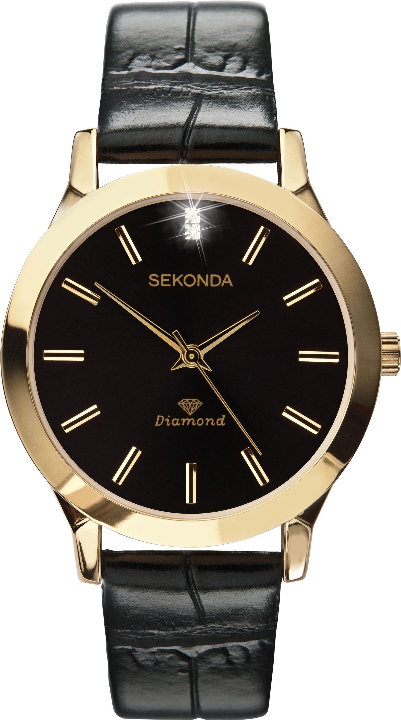 Sekonda Men's Diamond Black Leather Strap Watch Reviews - Updated ...