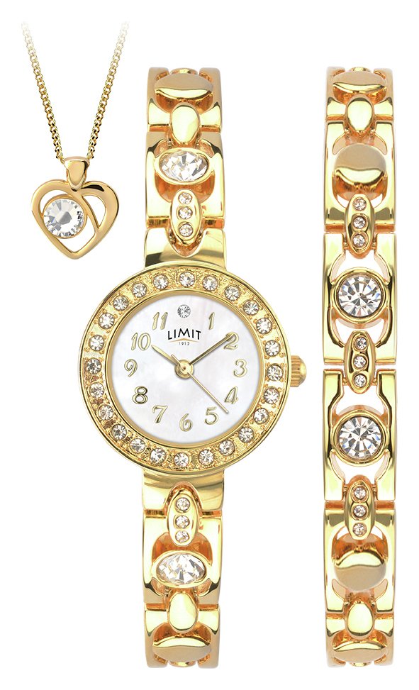 Limit Ladies' Gold Plated Bracelet, Pendant and Watch Set