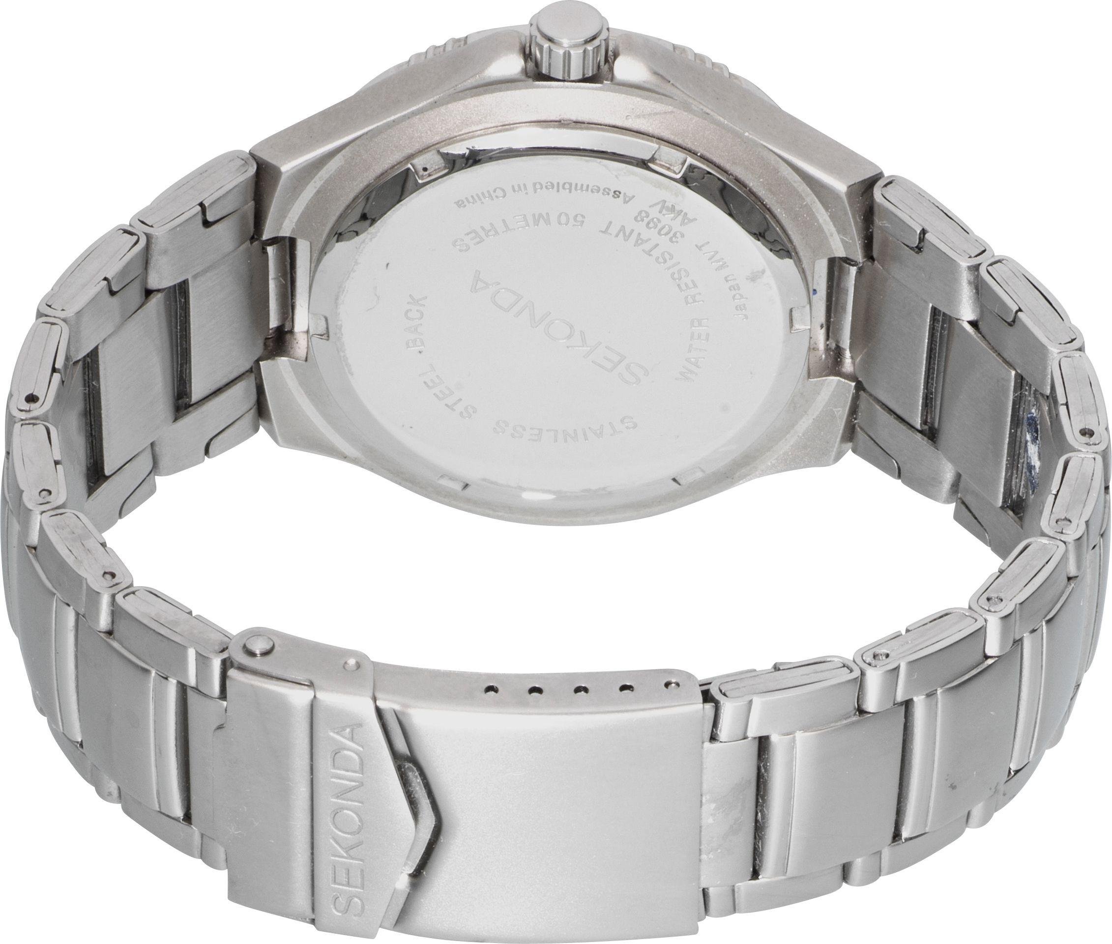 sekonda men's blue dial black rubber strap watch