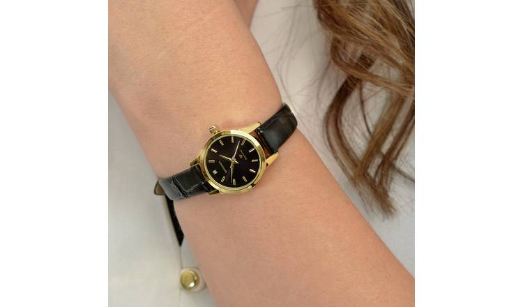 Sekonda Ladies Diamond Black Strap Watch
