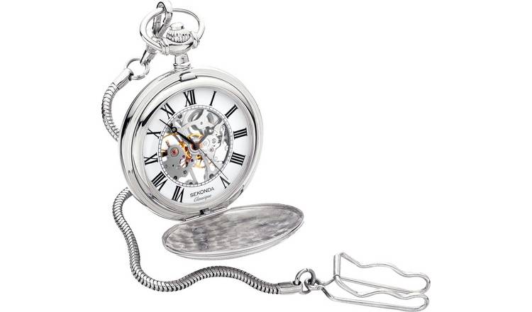 Mens skeleton pocket clearance watch