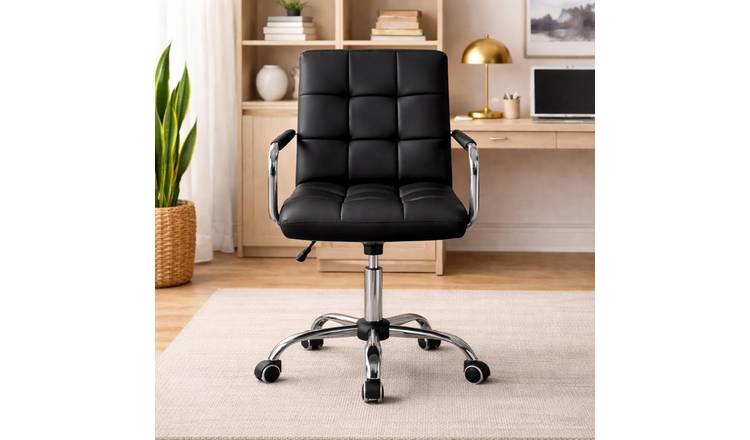 Home Treats Padded Faux Leather Office Chair - Black