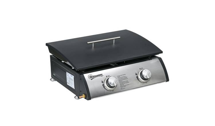Outsunny Tabletop Gas Plancha Barbecue - Silver