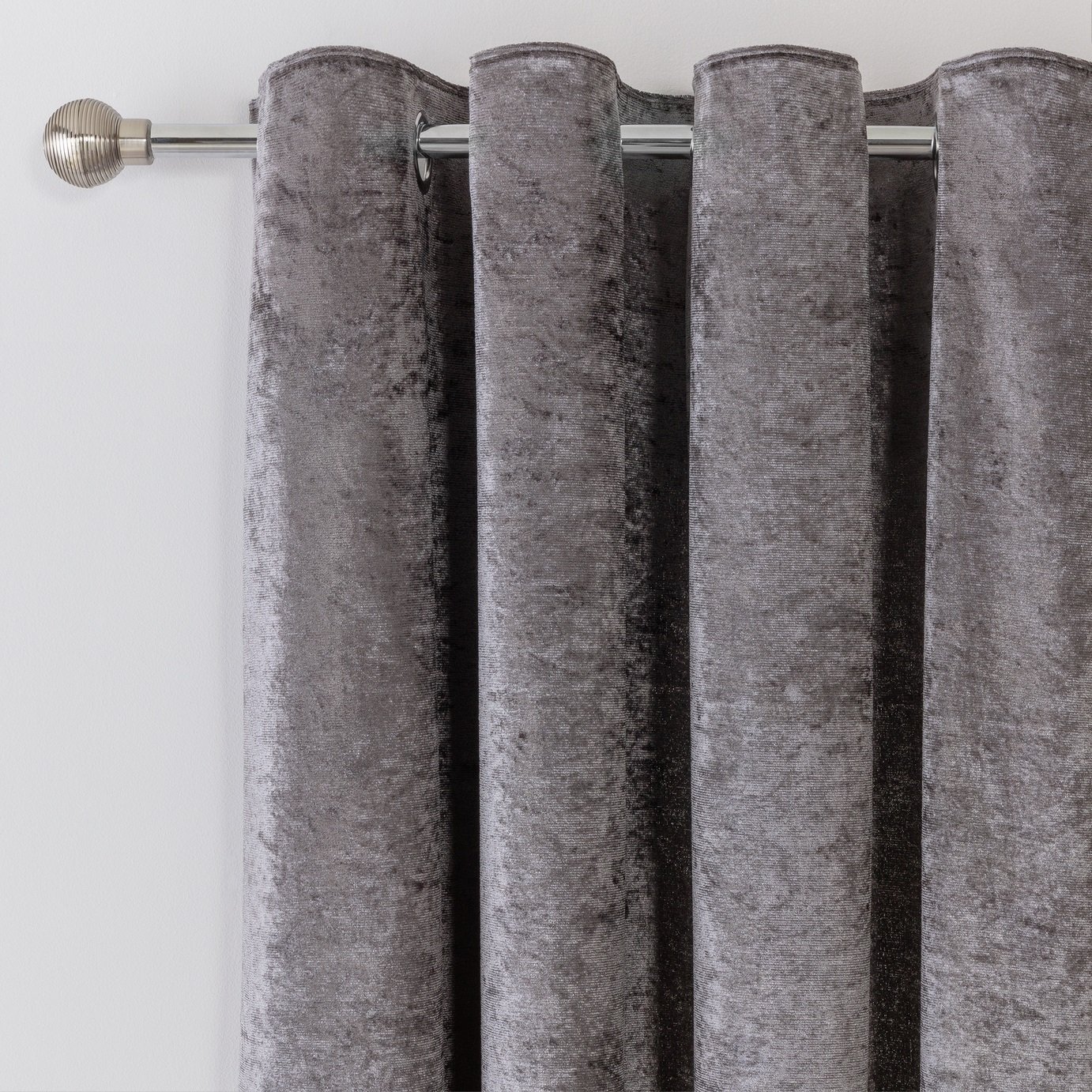 Argos Home Crushed Velvet Eyelet Curtains - Charcoal