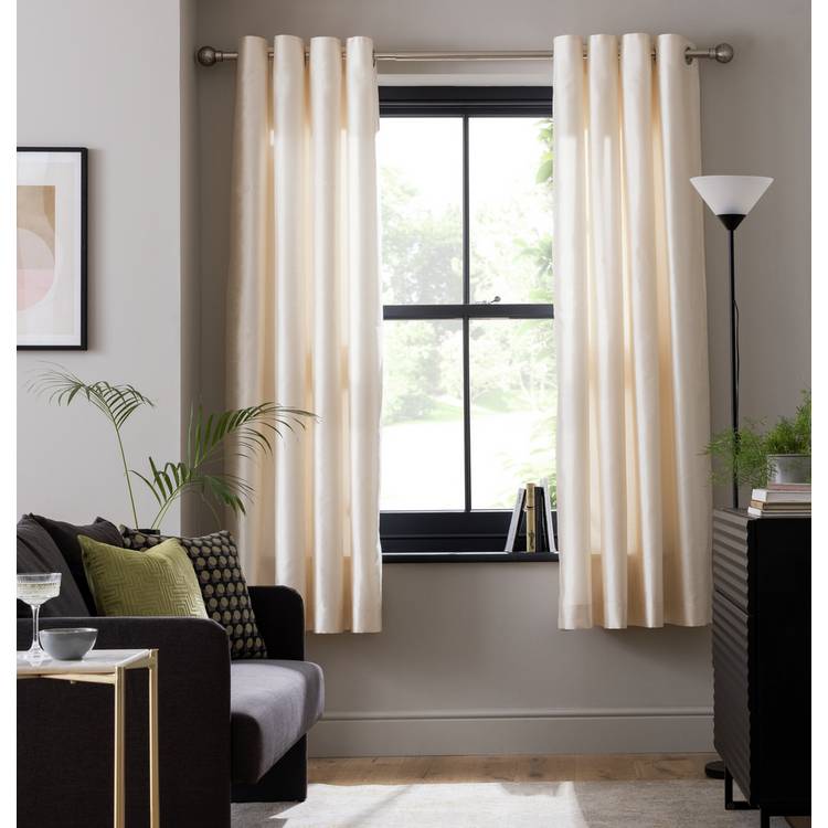 Habitat Faux Silk Fully Lined Eyelet Curtains - Champagne 0