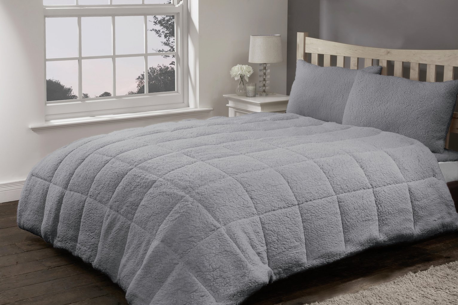 BHS Home Grey Teddy Bear Fleece 13.5 Tog Duvet - Double