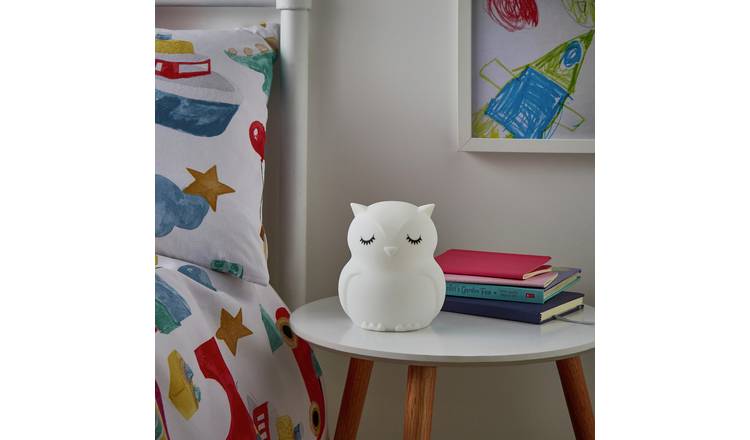 Glow Owl Silicone LED Colour Changing Kids Night Light-White