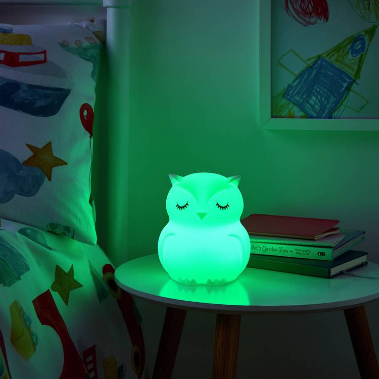 Glow Owl Silicone LED Colour Changing Kids Night Light-White 0