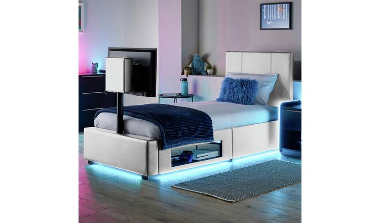 XR Living Ava Single TV LED Bed Frame - White