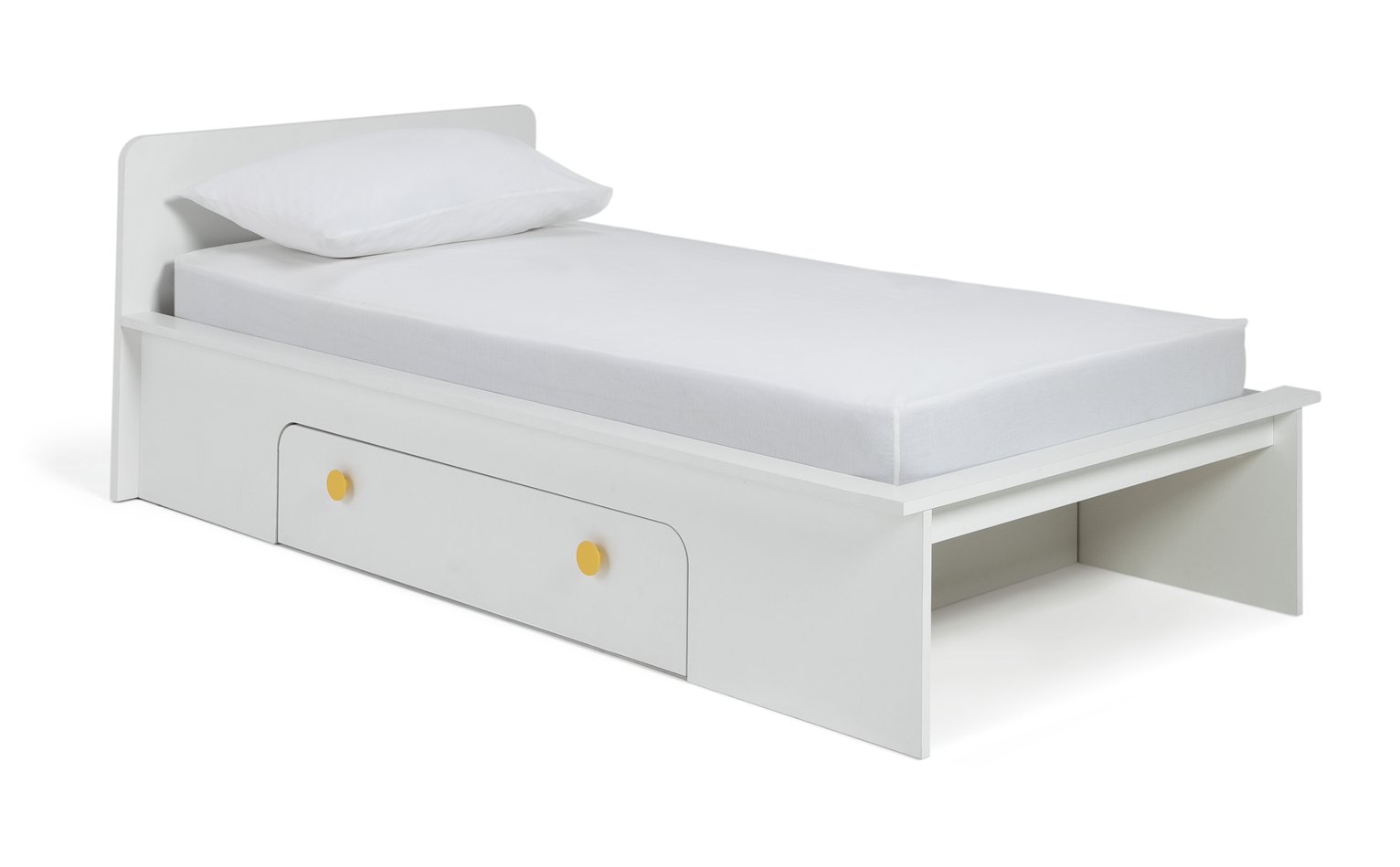 Habitat Rudi Single Storage Bed - White & Yellow