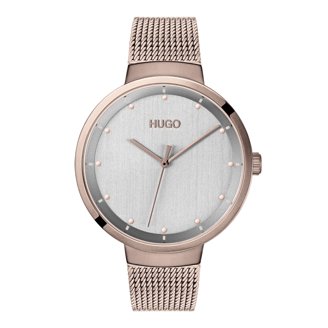 HUGO Ladies Gold Plated Mesh Bracelet Watch