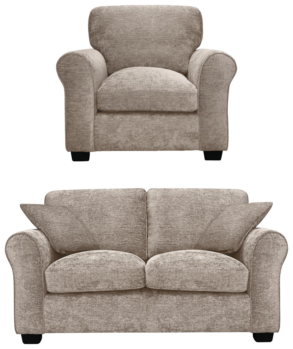 Argos Home Taylor Fabric Chair & 2 Seater Sofa - Mink