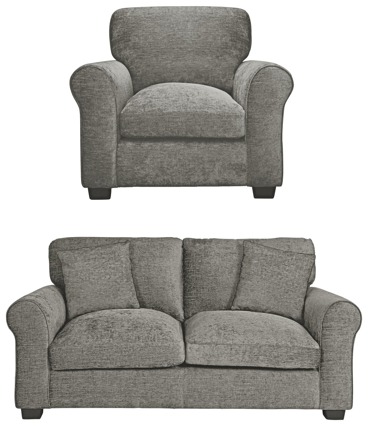 Argos Home Taylor Fabric Chair & 2 Seater Sofa - Grey