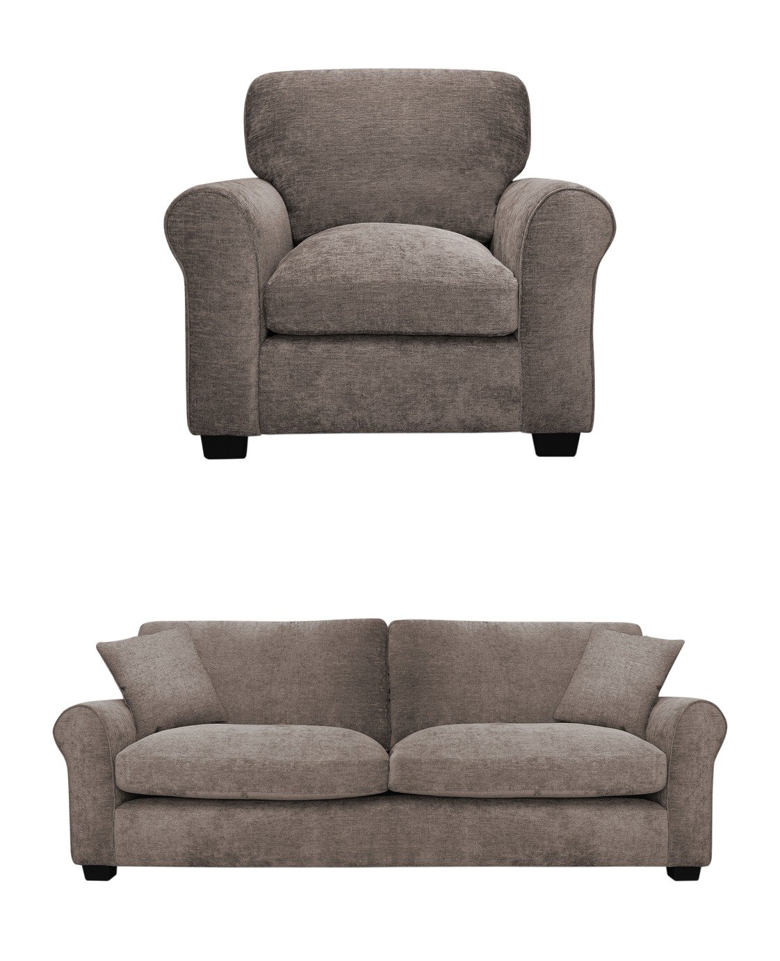 Argos Home Taylor Fabric Chair & 3 Seater Sofa - Mink