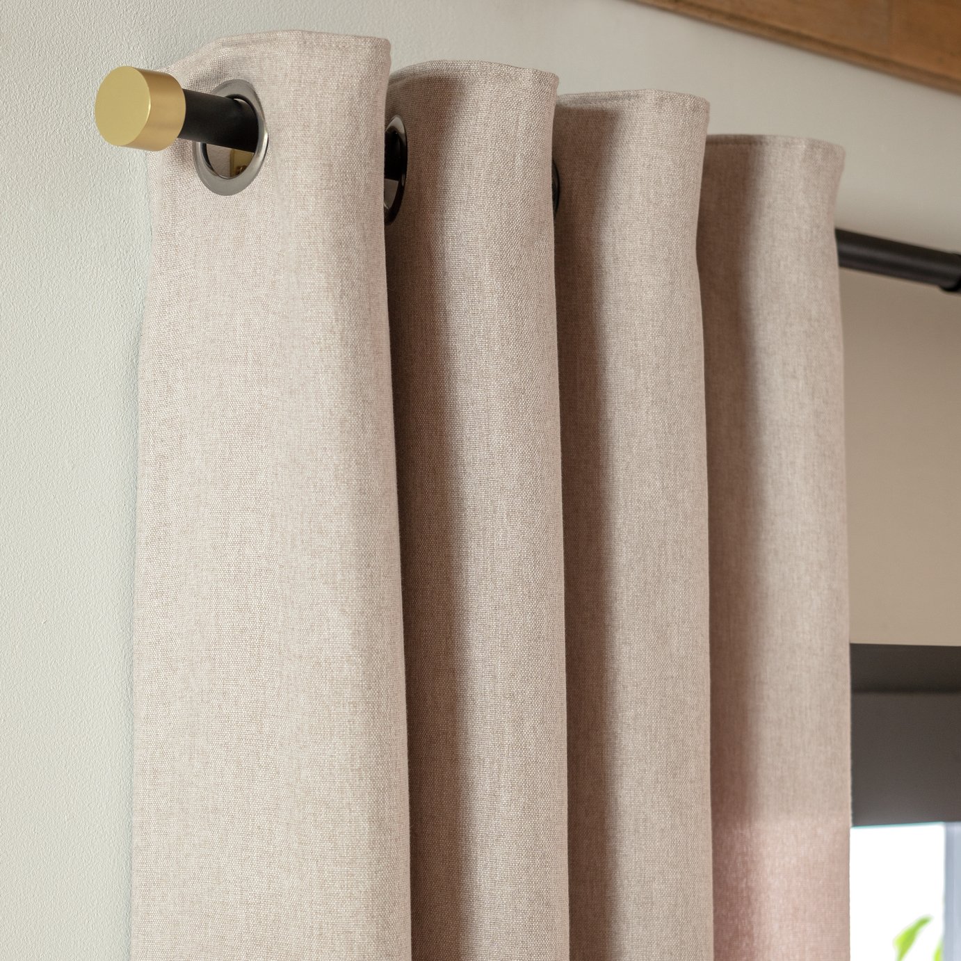 Habitat Brushed Thermal Eyelet Curtain - Oatmeal