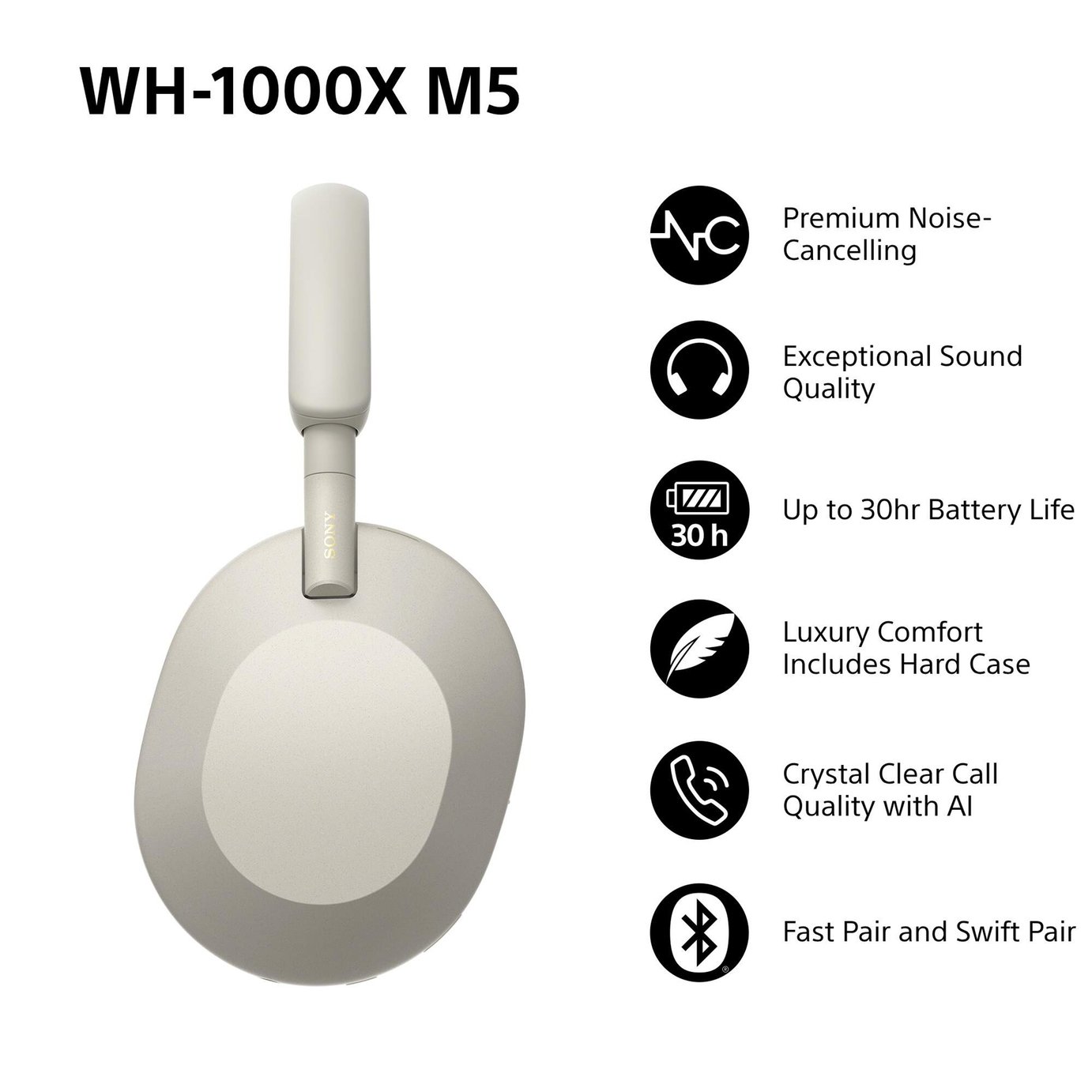 Buy Sony WH1000XM5 Over-Ear Wireless Headphones - Silver