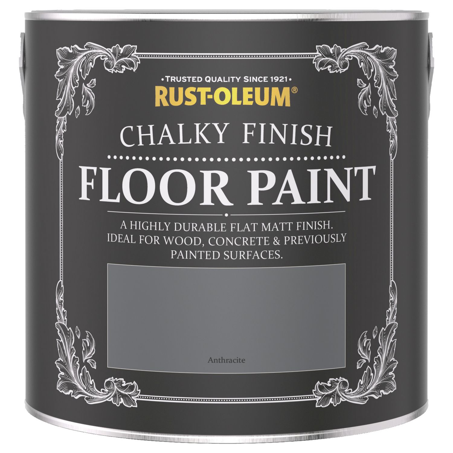 Rust-Oleum Chalky Floor Matt Paint Anthracite Floor Paint 2.5L