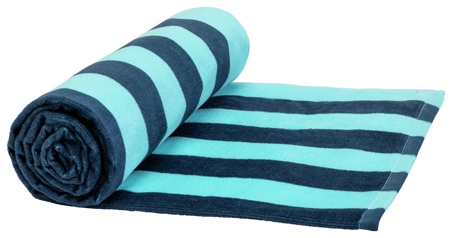 Habitat Stripe Patterned Beach Towel - Blue 