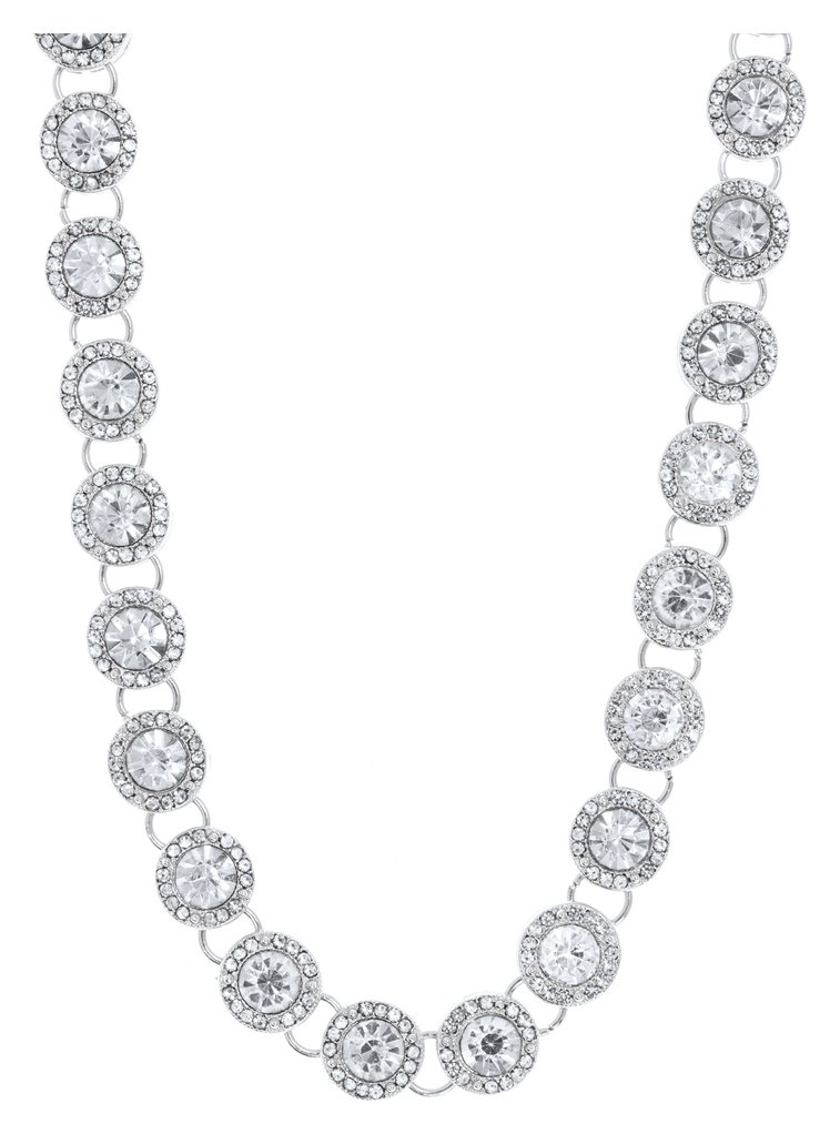 Anne Klein Round Glass Pave Crystal Collar Necklace