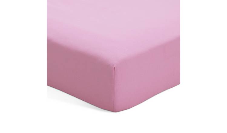 Habitat Polycotton Pink Fitted Sheet - Double