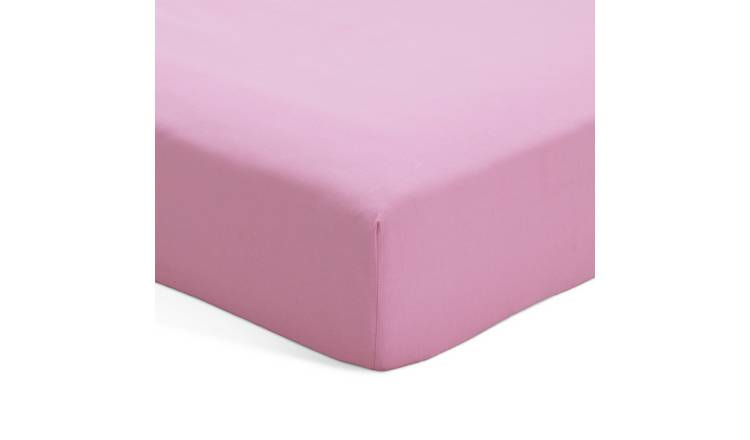 Habitat Polycotton Pink Fitted Sheet - Single